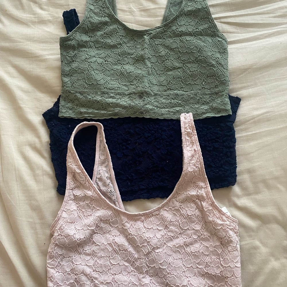 Lace Crop Top Set in Pink, Green, and Navy